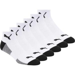 PUMA Men's 6 Pack Quarter Crew Socks (13-15, White/Black)