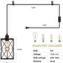 Plug in Industrial 2 Pack Farmhouse Pendant Light, Mini Cage Pendant Lighting in Black Finish with Crystal, Adjustable Length Hanging Light Fixture for Hallway, Bedroom, Living Room, Kitchen