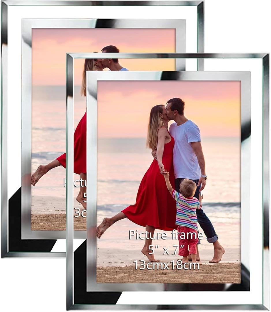 Giftgarden 5x7 Picture Frames Modern 5 by 7 Inch Glass Picture Frame Friends Gifts for 5x7 Photos Display, Pack of 2