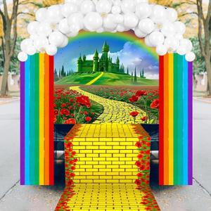 109 Pcs Halloween Emerald City Trunk or Treat Car Decorations Kit Green Castle Backdrop Emerald City Banner Yellow Brick Road Decor for Wizard Party Favor Outdoor SUV Garage Archway Birthday Supplies