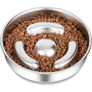 Slow Feeder Dog Bowl Stainless Steel8-inch Diameter Dog Slow Feeder BowlHeavy Duty with Non-Slip Rubber Base2Cups Capacity for Medium & Large Dog.Thick and Heavy Edition