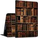 Case for Amazon Kindle Fire HD 8 Tablet (6th/7th/8th Generation, 2016/2017/2018 Release) PU Leather Slim Lightweight Shockproof Smart Stand Cover with Auto Wake/Sleep, Library Bookshelf