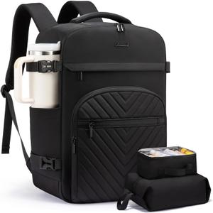 LOVEVOOK 40L Travel Backpack for Women Men, TSA Personal Item Travel Bag Fits 17.3inch Laptop, Waterproof Airline Approved Carry On Luggage With 2 Cubes for Weekender Hiking Business, Black