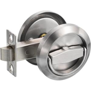 PATIKIL Round Recessed Door Lock, Stainless Steel 304 Hidden Recessed Cup Door Handle, Furniture Pulls Latch Knob for Privacy Pocket Door, Silver