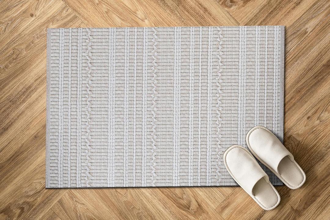 Modern Indoor Rug Stripe 2x3 Area Rugs for Living Room Luxury Kitchen Bedroom Durable Soft Geometric Durable Low and High Pile Stain Resistant Non Shedding Area Carpet 2x3