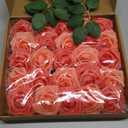 Artificial Flowers 25PCS Real Looking Mixed Living Coral Fake Roses with Stem for DIY Wedding Bouquets Centerpieces Baby Shower Party Home Decorations