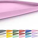 SMILOOL Silicone Pet Feeding Mat with Raised Edge for Food and Water, Dog Bowl Mats, Cat Bowls Placemat with High Lip for Floor Waterproof, Rubber Tray for Cats and Dogs 19 x 12 x 0.7 Light Pink