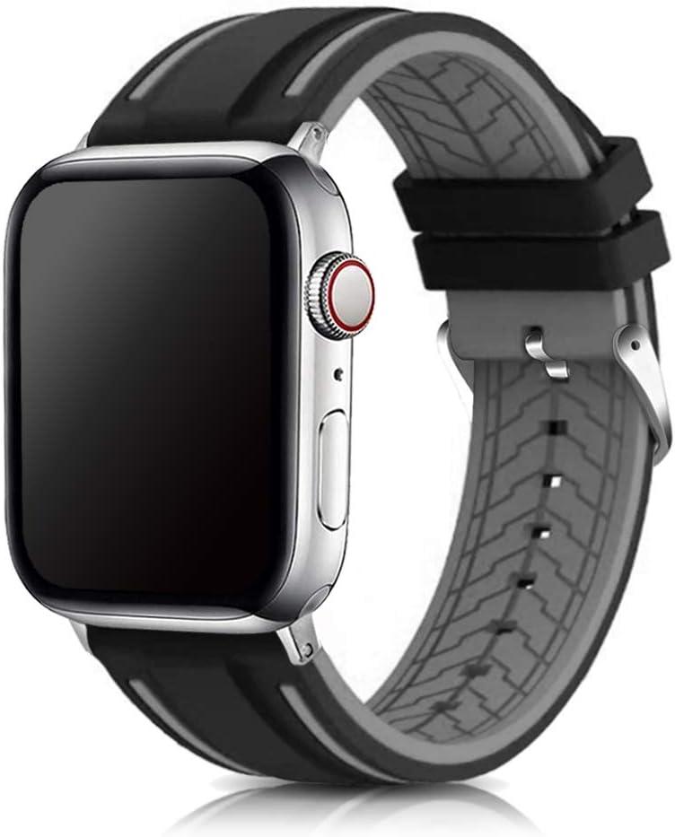 Compatible with Apple Watch Bands, Silicone Divers Model Replacement Rubber Sport Watch Strap for iWatch, for Men and Women, Size: 49mm/46mm/45mm/44mm/42mm(Series 3) (Gray)