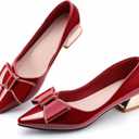 Women's Chunky Closed Toe Low Block Heels Work Pumps Comfortable Dress Wedding Shoes for Party Office (8)