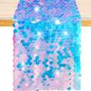 3 Pack Mermaid Party Table Runner 12 x 84 Inches Mermaid Tail Scales Table Runner Glitter Holographic Sequin Table Cover for Ocean Under The Sea Party Decorations Mermaid Party Supplies