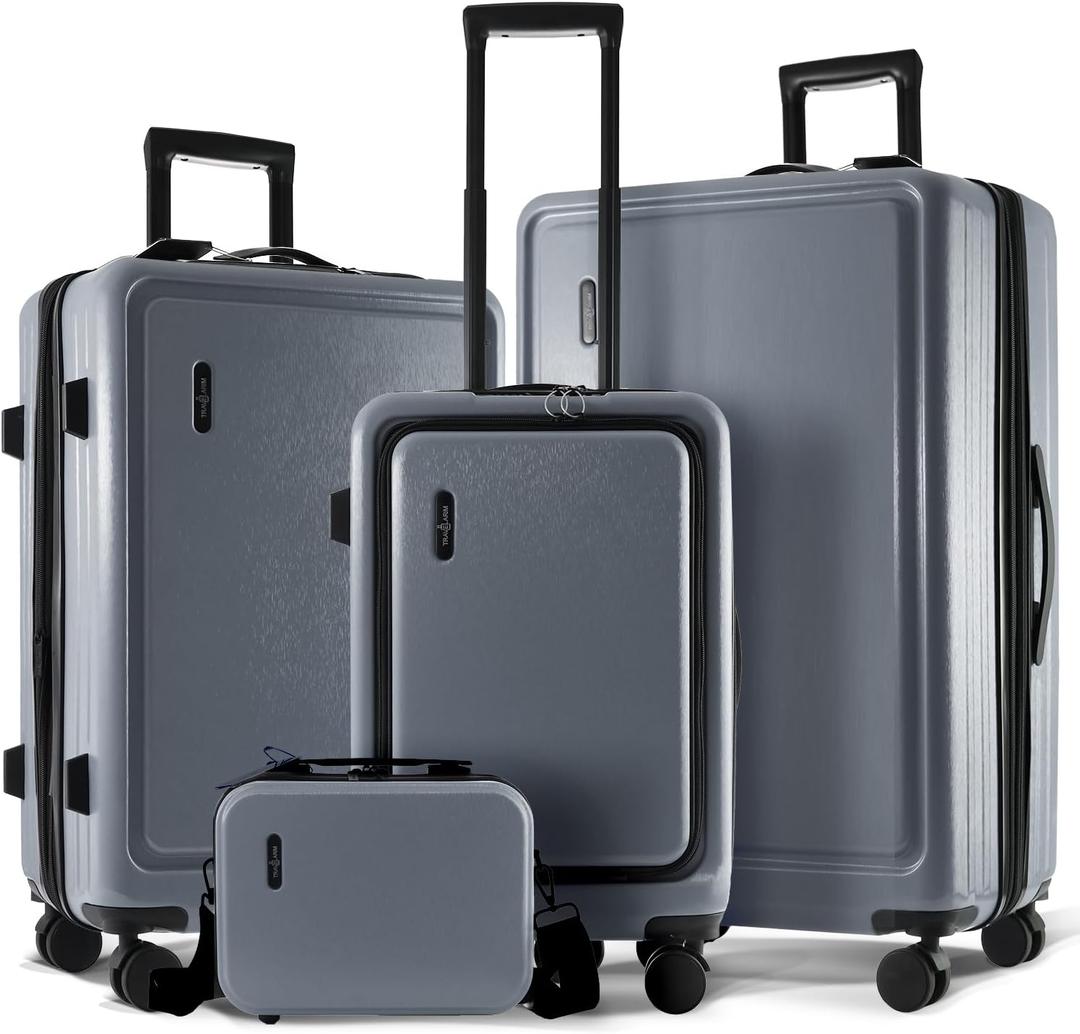 Hard Shell Luggage Sets with Spinner Wheels 4 Piece, Expandable Large Suitcases with TSA Lock, Travel Large Suitcase Set, Grey Luggage Set