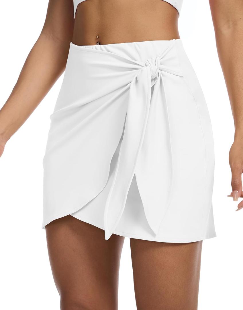 M MOTEEPI Skorts for Women Dressy Casual Tennis Golf Skirts with Pockets Shorts Tummy Control Atheltic Pickleball Skort (XX-Large, White)