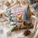 2 x HOMETITUTE Set of 2 Christmas Dog Throw Pillow Covers 18x18 Inch Soft Decorative Yorkie Cushion Covers Holiday Winter Christmas Pillow Cases Rustic Farmhouse Decor for Sofa Couch Bed Living Room