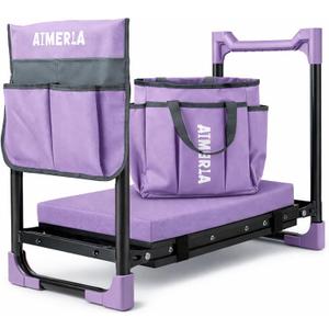 Aimerla K7 Foldable Garden Kneeler Seat, Upgraded Anti-Slip Base, 350LBS Capacity, 10.2" Wide EVA Pad & Detachable Cloud Cushion, 2-in-1 Kneeler Bench for Seniors, Gardening Gifts for Parents, 11.4 inches x 18 inches x 21.7 inches