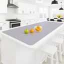 Silicone Mat 35.4"x23.6" Silicone Mats for Kitchen Counter Heat Resistant Mats for Countertop, Countertop Protector Mat, Edge Heightening Nonstick Waterproof Multipurpose Table Mat (Light Gray)