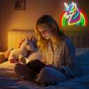 Unicorn Neon Sign for Wall Decor Dimmable Rainbow Unicorn LED Neon Light for Girls Room Decor Colorful Anime Signs for Kids Room Bedroom Party Birthday Gifts for Girls Kids Size 13.8 * 11.9in(P041) (Animal)