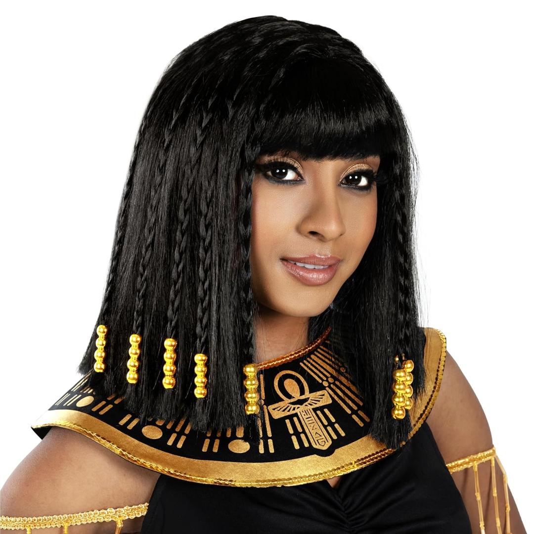 Morph Black Cleopatra Wig Women - Egyptian Wigs for Women - Cleopatra Wig Headpiece for Adults Halloween Costume