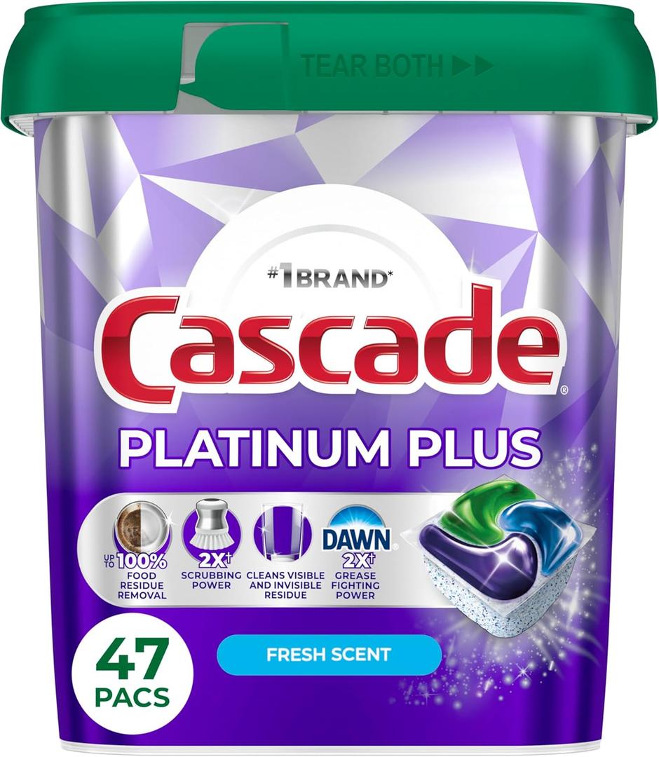 Cascade Platinum Plus Dishwasher Pods, Dishwasher Detergent, Dish Detergent Soap, Fresh