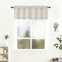 Lecloud Natural Valance for Windows 16 Inch Length, Light Filtering Kitchen Curtains, Modern Short Curtain Valance with Rod Pocket for Bedroom Cafe Basement Window Treatments, 60" W x 16" L 1 Panel