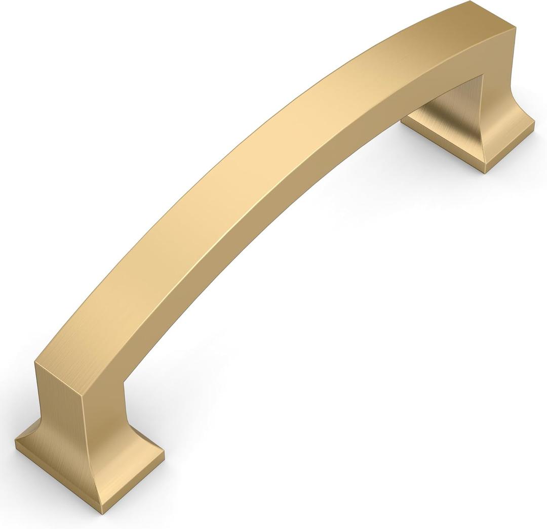 Amerdeco 10 Pack Champagne Bronze Cabinet Pulls 4 Inch Hole Center Cabinet Hardware Kitchen Champagne Gold Cabinet Handles for Bathroom Gold Drawer Pulls Dresser Pulls ZH0009