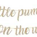 Alynta Pre-Strung A Little Pumpkin Is On The Way Banner NO DIY Fall Pumpkin Baby Shower Banner Garland Gold Glitter for Fall Little Pumpkins Baby Shower Gender Reveal Decorations