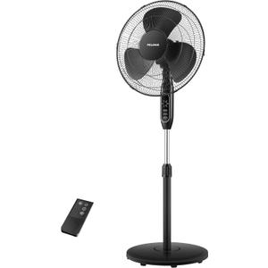 PELONIS 16'' Pedestal Fan for Bedoom with Remote, Upgraded, Standing Fan with 7-Hour Timer, 90 Oscillation, 3-Speeds, Adjustable Height, Electric Cooling Fans for Living Room and Office, 16-inch AC Motor