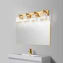 Modern Vanity Light 4-Lights Modern Gold Brushed Brass Finish Crystal Wall Light Bathroom Vanity Light Fixtures