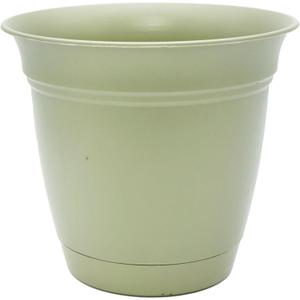 The HC Companies Eclipse Round Planter with Saucer - Outdoor & Indoor Plant Pot with Drainage Holes - Lightweight, UV-Resistant Plastic Pots for Plants, Flowers & Herbs (10" Seafoam, Pack of 1)