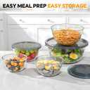 Glass Mixing Bowls with Lids Set of 5(4.78QT,2.2QT,1.7QT,1.1QT,0.85QT),Thick Glass Nesting Bowls for Kitchen Baking,Cooking Prep,Storage,Serving,Large Salad Bowls,Dishwasher Microwave Freezer Safe