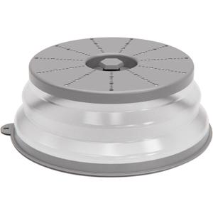 WVM Microwave Splatter Cover Vented for Food with Hook Hole, Splatter Guard & Colander Kitchen Gadget for Food, Meal Prep, Grey