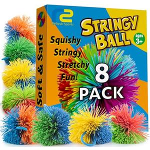 Stringy Balls & Sensory Toys 8 Pack - Easter Basket Stuffers for Kids Ages 3 4 5 6 7 8 + Year Old Easter Gift Basket Ideas - Best Toddler Easter Gifts for Boys & Girls - Monkey Balls Fidget Toys