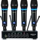4 Channel Rechargeable Wireless Microphone System, Pro UHF Metal Handheld Wireless Microphones Cordless Mics with Echo Bluetooth VOL Channel Control for Karaoke Singing Church(MU-898)