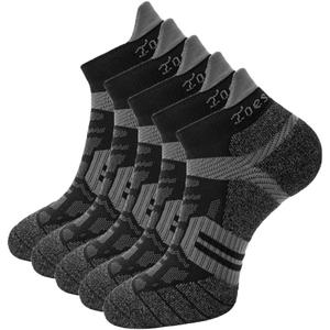 Toes&Feet Men's Anti Odor Quick Dry Cushioned Low Cut Compression (20-30mmHg) Running Socks (Large)