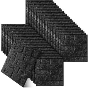 40 PCS Peel and Stick Faux Foam 3D Wall Panels 38.65 Sq ft Black Brick 3D Faux Brick Wall Tiles Paneling Decorative Self Adhesive Wallpaper for Home Interior Wall Decor (11.8x11.8inch)