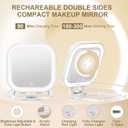 Mocado Compact Travel Makeup Mirror, 1X/30X Magnifying Mirror with Light, Double Sides Compact Mirror with 3 Color Light, Dimmable Handheld Mirror, Rechargeable Travel for Purse,Pocket(White)