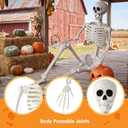 JOYIN 5 FT Halloween Skeleton Life Size, Stayable Posable White Skeleton Decor, Full Body Movable Joints Giant Skeletons for Halloween Decoration, Spooky Scary Graveyard Party, Haunted House Prop