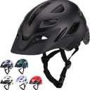 Kids Bike Helmet, Adjustable Toddler Youth Helmet with Detachable Visor & LED Light for 3-5/5-8/8-12 Years Boys Girls, Multi-Sport Helmet for Bicycle Cycling Scooter Skating, 2 Sizes (Matte Black)