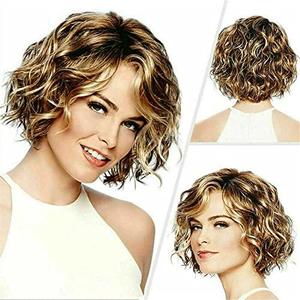 winvin Short Wavy Curly Women Wigs Blonde Bob Synthetic Cosplay Daily Party Use Wig for Girls Fashion Costume