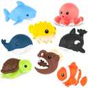 Zippytots 8 PCS Ocean Animal Bath Toys Mold Free Infant Bath Tub Toys for 12 Months - No Hole Bathtub Toys for Toddlers 1-3 Water Pool Toys for Baby Toddler Ages 1+