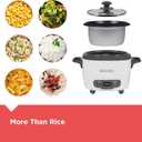 BLACK+DECKER 3-Cup Rice Cooker, RC503, 1.5-cup Uncooked Rice, Steaming Basket, Removable Non-Stick Bowl, One Touch, White