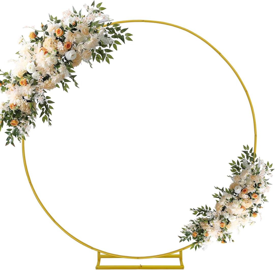 7.2FT Round Backdrop Stand Wedding Arch Frame Circle Stable Gold Metal Arch Stand for Wedding Birthday Party Baby Shower Bridal Shower Photography Decoration