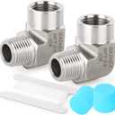 GASHER 2Pcs Stainless Steel Pipe Fitting 90 Degree Barstock Street Elbow,3/8-Inch Male Pipe x 3/8-Inch Female Pipe