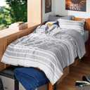 Bedsure Twin XL Comforter Set 5 Pieces, Grey Striped Bedding Set for Twin XL Size Bed Reversible, Cationic Dyeing Bed in a Bag with Comforter, Sheets, Pillowcase & Sham (01 - Grey)