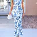 PRETTYGARDEN Womens Strapless Maxi Dress 2026 Summer Floral Bodycon Sleeveless Tube Back Slit Wedding Guest Cocktail Dresses (XXL)