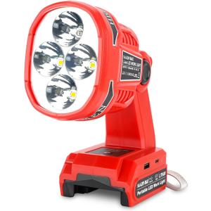 Cordless LED Flashlight for Milwaukee M18 18V Battery, 22W LED Work Light with USB-A&USB-C 2.1A Fast Charging Ports for Jobsite, Car Repairing, Camping, Emergency