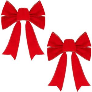 Christmas Bows - 2 Pack Christmas Red Velvet Bows 9''x13'' for Gift Wrapping, Perfect for Tree, Wreath, Gifts & Home Christmas Decorations