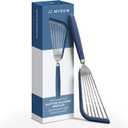 Misen Fish Silicone Spatula - Slotted Turner for Cooking - Perfect for Frying - Heat Resistant - Dishwasher Safe -1mm Thick Flexible Flipper - Soft Silicone Grip Handle for Easy Use (Blue)