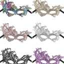 JOVITEC 6 Pieces Masquerade Mask for Women Lace Multicolored Venetian Mask for Carnival Mardi Gras Evening Prom
