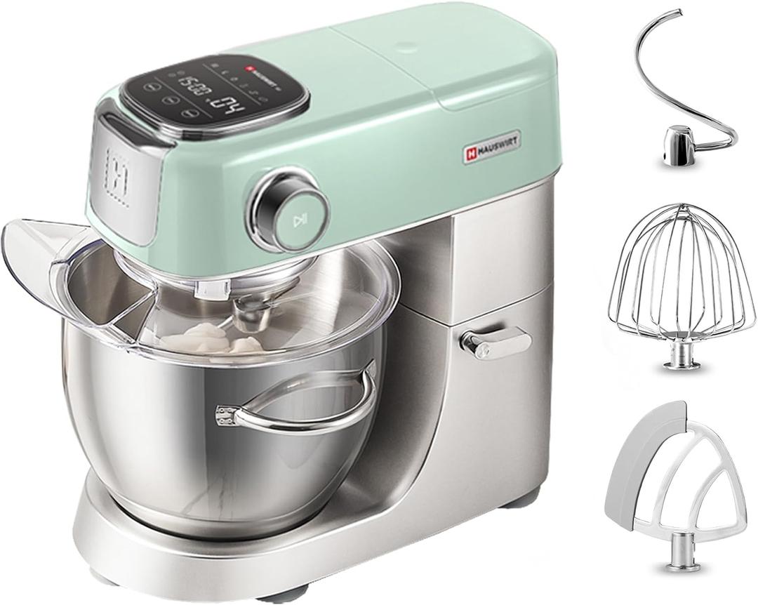 Hauswirt Stand Mixer 5.3QT XL Large, 4.5" LED Touch Screen Electric Household Stand Up Mixer, Standing Mixer 11-Speed, Dough Cake Bread Mixer Lake Green