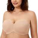 CALVENA Unlined Strapless Bra for Women Minimizer Seamless Bandeau Underwire Bra for Big Busted  Size:40B
